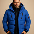 Men's Heavy-Duty Hooded Insulated Puffer Winter Jacket - Blue
