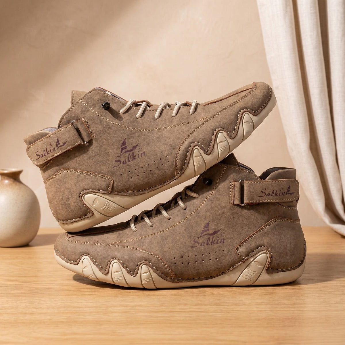 Men's High-Top Lace-Up Suede Ankle Sneakers