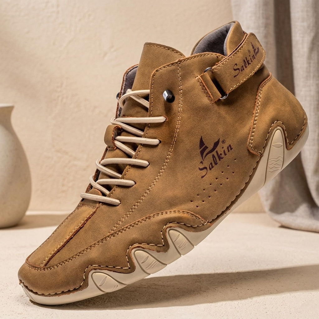 Men's High-Top Lace-Up Suede Ankle Sneakers - Brown