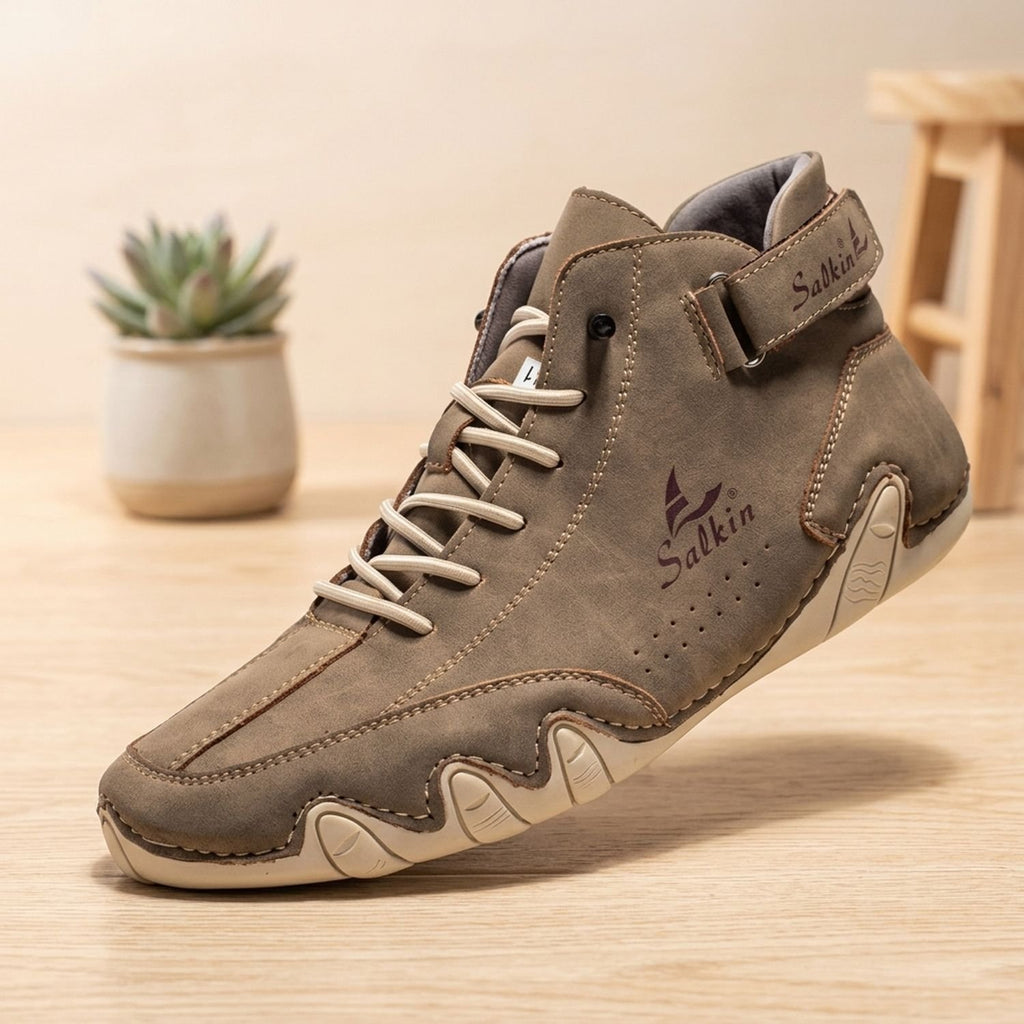 Men's High-Top Lace-Up Suede Ankle Sneakers - Khaki