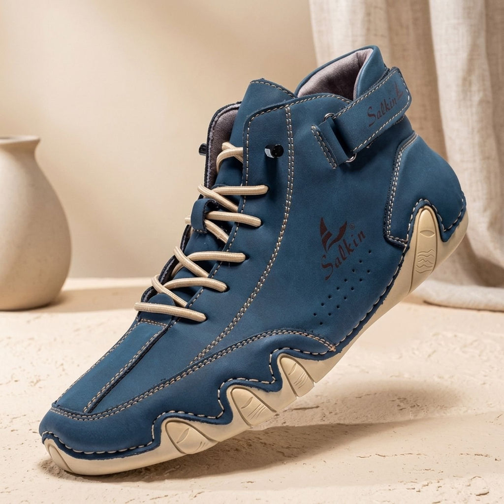 Men's High-Top Lace-Up Suede Ankle Sneakers - Blue
