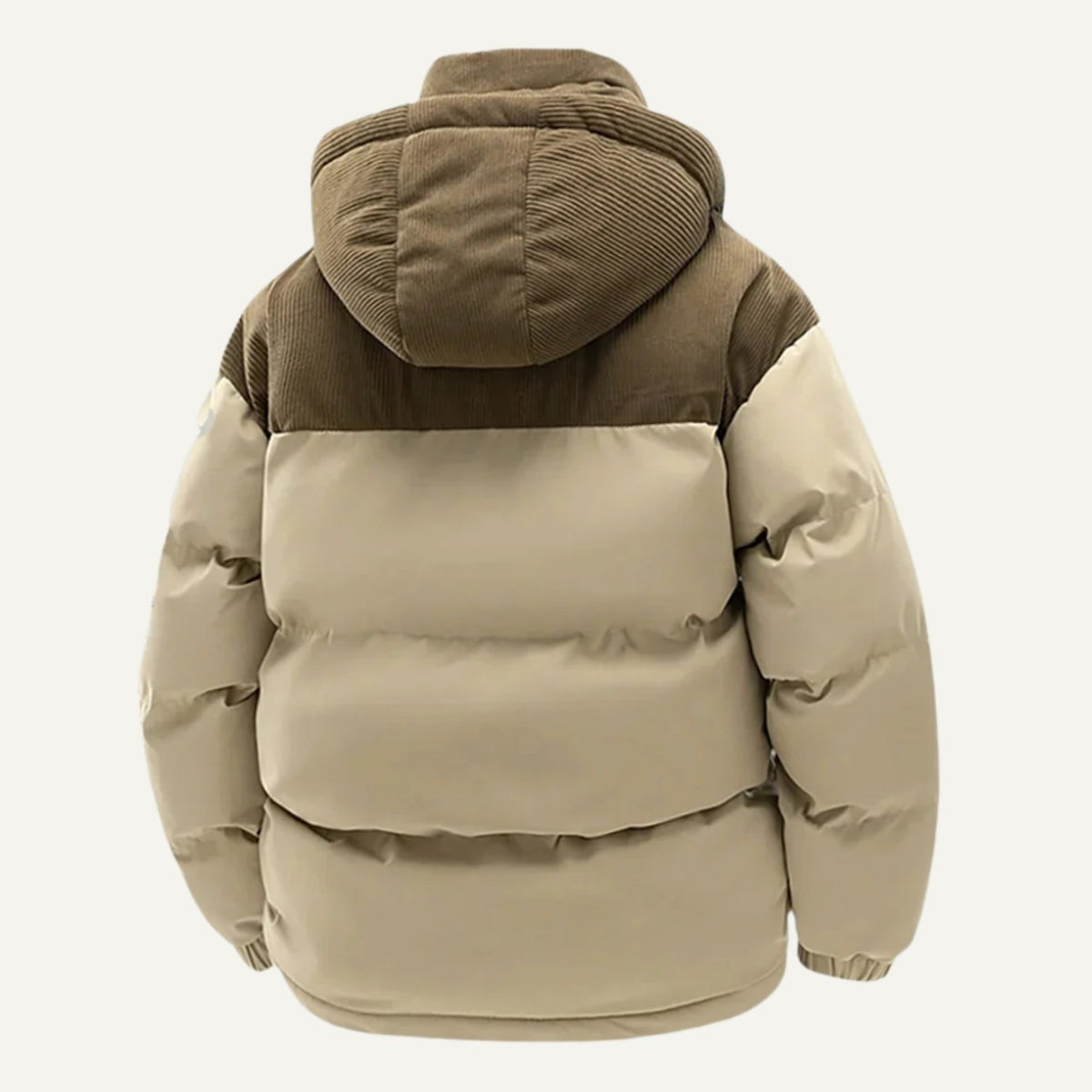 Men's Hooded Corduroy-Panel Insulated Puffer Jacket