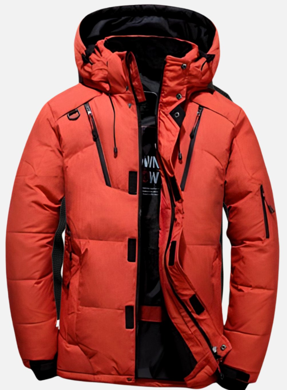 Men's Hooded Insulated Puffer Wrap-Front Winter Coat