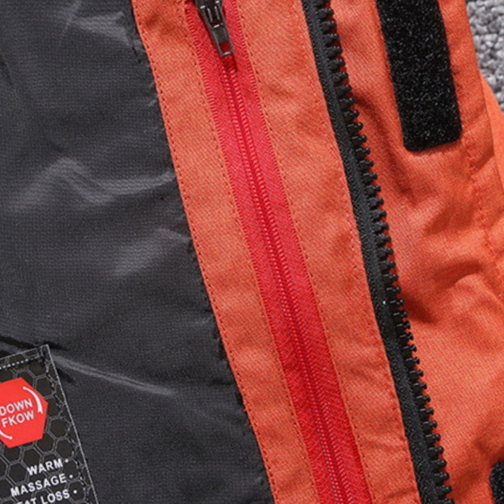 Men's Hooded Insulated Puffer Wrap-Front Winter Coat