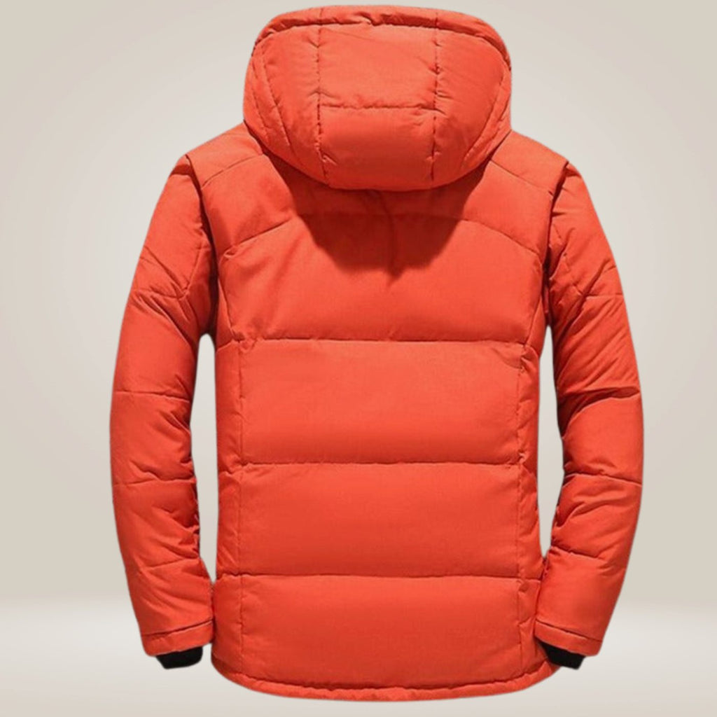 Men's Hooded Insulated Puffer Wrap-Front Winter Coat