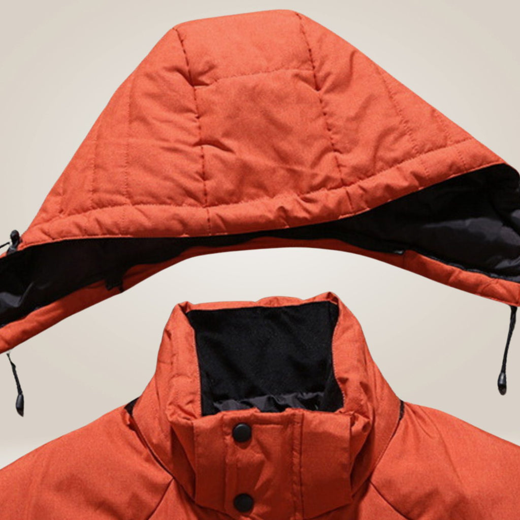 Men's Hooded Insulated Puffer Wrap-Front Winter Coat