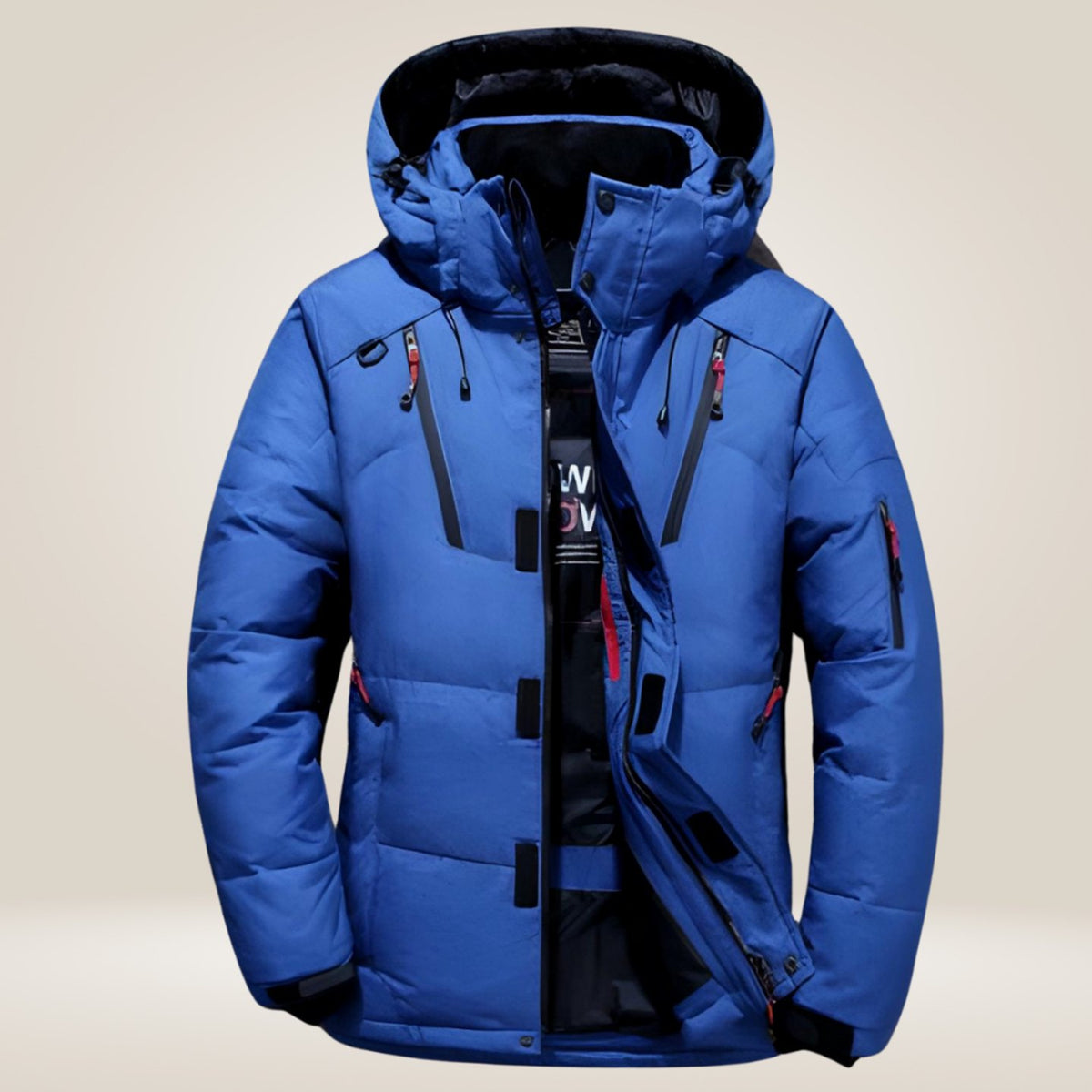 Men's Hooded Insulated Puffer Wrap-Front Winter Coat - Blue