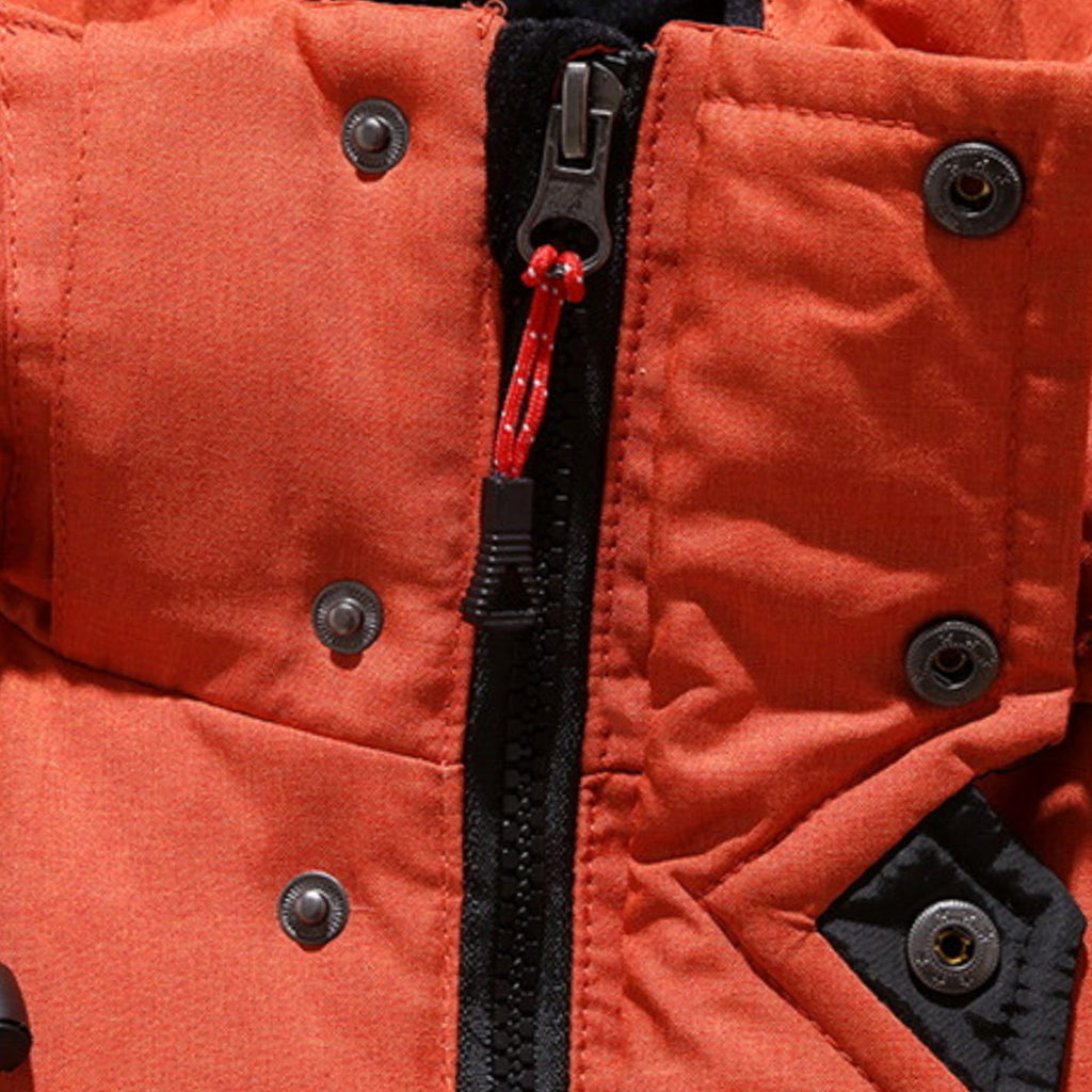 Men's Hooded Insulated Puffer Wrap-Front Winter Coat