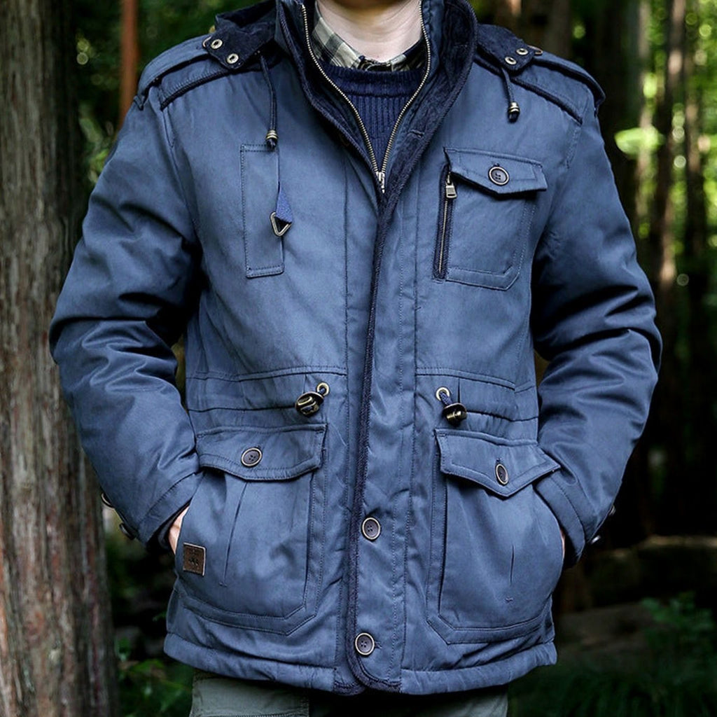 Men's Hooded Multi-Pocket Insulated Military Parka Jacket