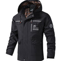 Men's Hooded Waterproof Outdoor Full-Zip Shell Jacket - Black