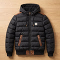 Men's Insulated Hooded Puffer Winter Jacket Zip-Up - Black