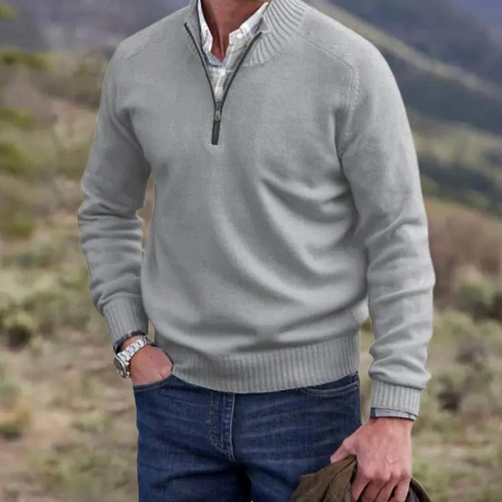 Men's Knit Half-Zip Pullover Jumper Raglan Sweater
