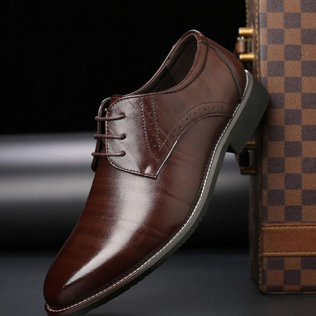 Men's Lace-Up Brogue Oxford Formal Dress Shoes - Brown