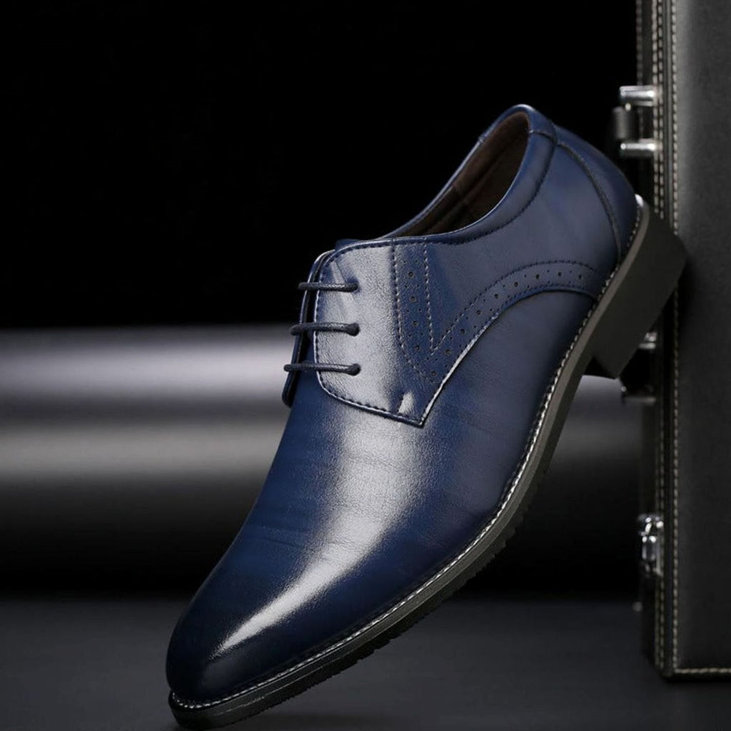 Men's Lace-Up Brogue Oxford Formal Dress Shoes - Blue