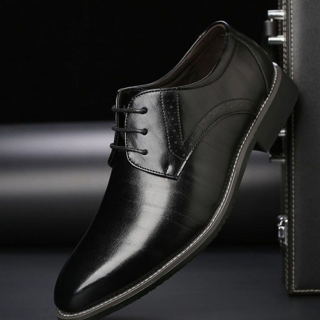 Men's Lace-Up Brogue Oxford Formal Dress Shoes - Black