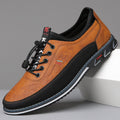 Men's Lace-Up Casual Leather Comfort Sneakers - Camel Brown