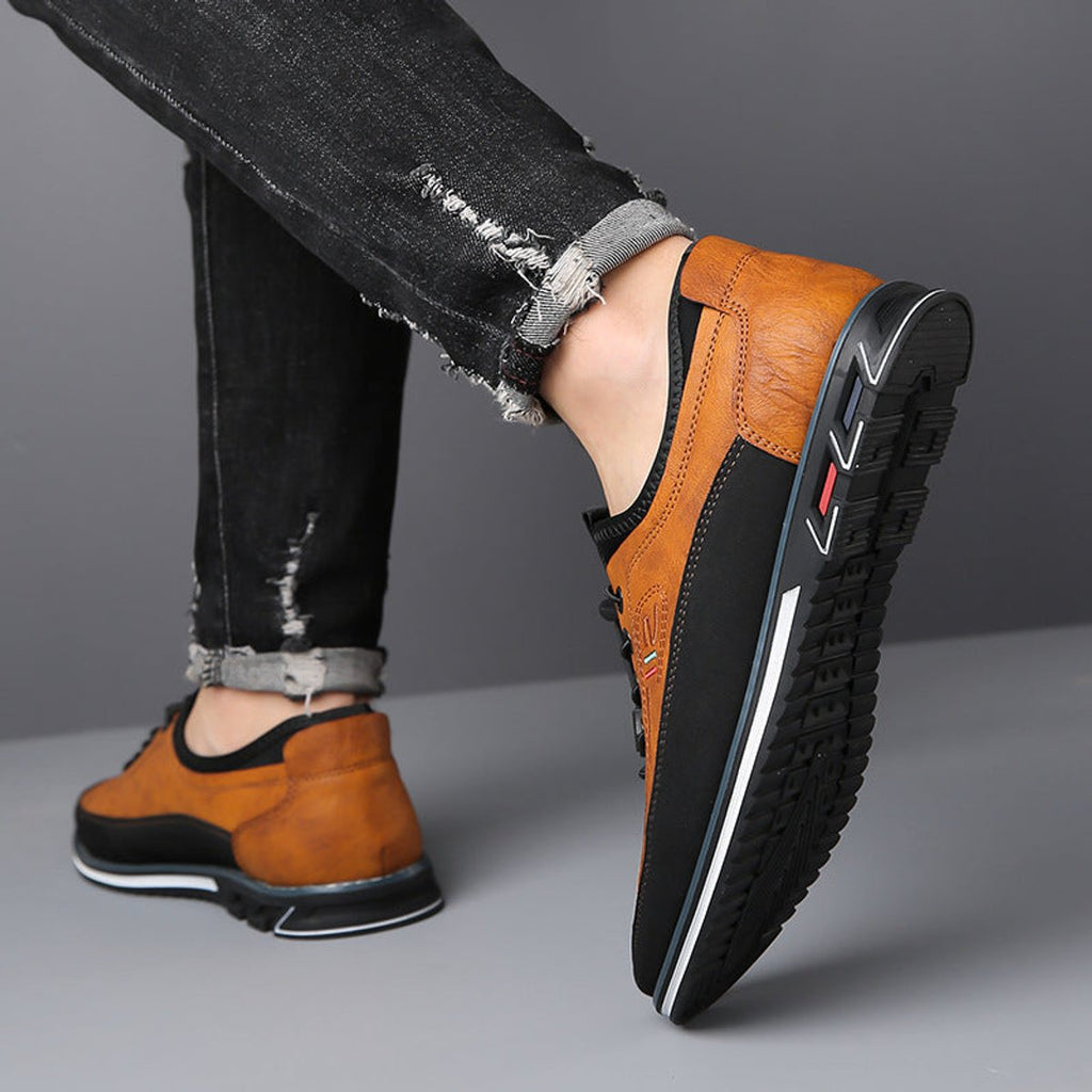 Men's Lace-Up Casual Leather Comfort Sneakers