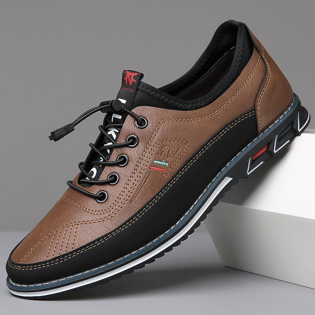 Men's Lace-Up Casual Leather Comfort Sneakers - Chestnut Tan