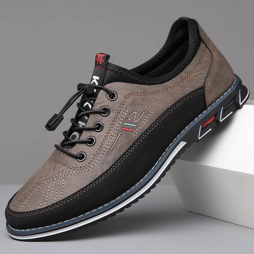 Men's Lace-Up Casual Leather Comfort Sneakers - Stone Gray