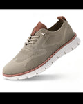 Men's Lightweight Breathable Knit Lace-Up Casual Sneakers - Beige