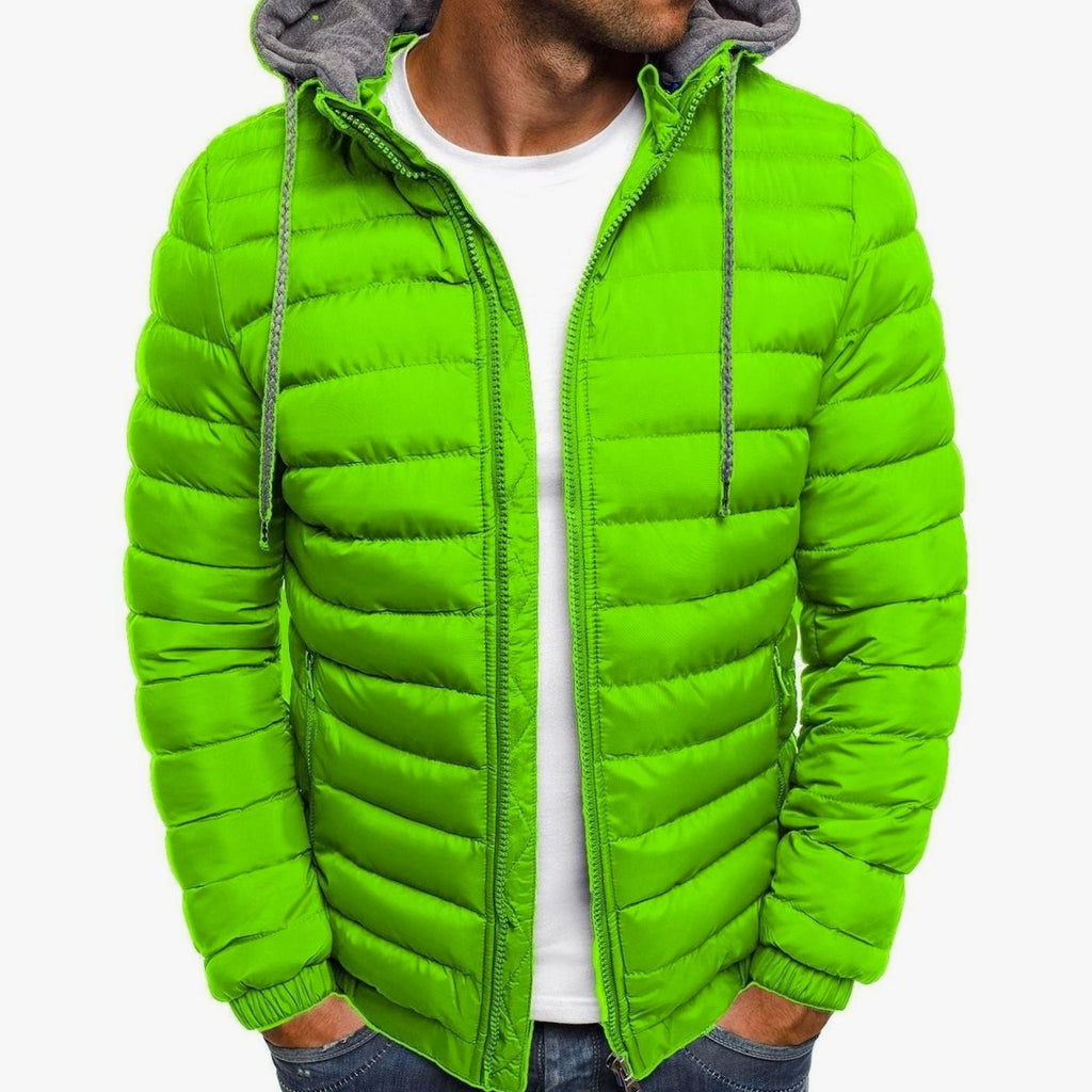Men's Lightweight Quilted Hooded Puffer Jacket - Green