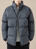 Men's Logo-Print Insulated Stand-Collar Puffer Jacket - Grey