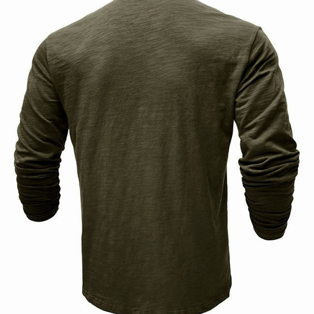 Men's Long-Sleeve Button-Up Henley Shirt