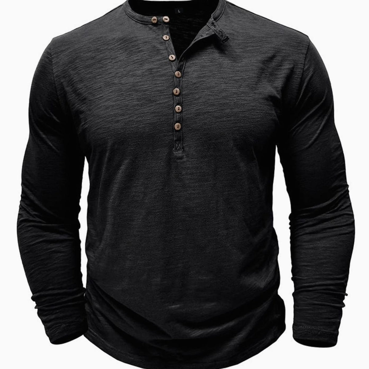 Men's Long-Sleeve Button-Up Henley Shirt
