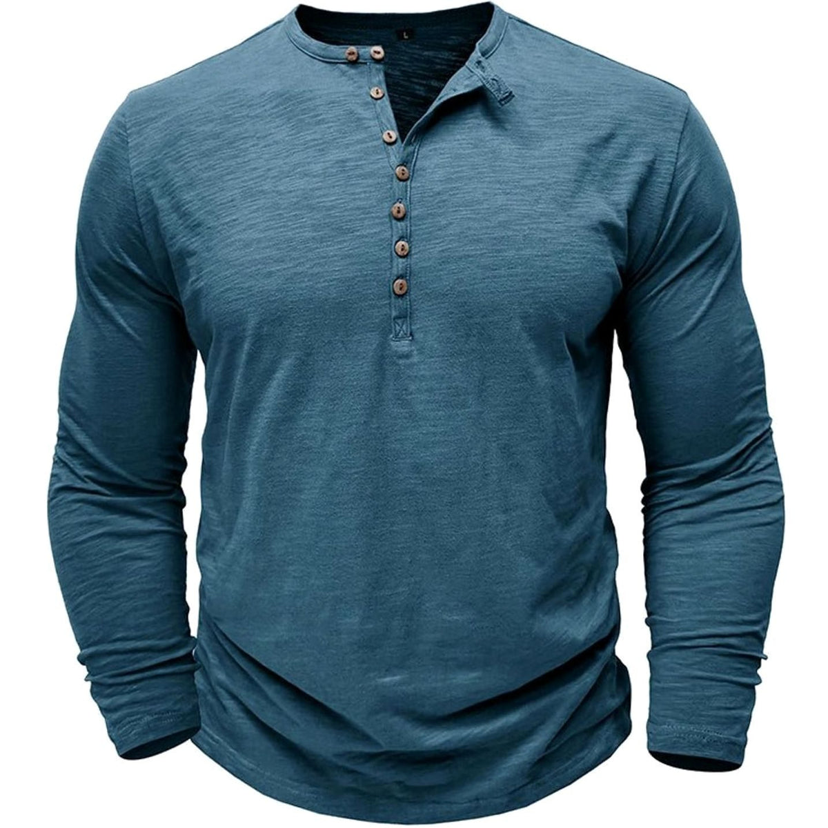 Men's Long-Sleeve Button-Up Henley Shirt