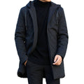 Men's Longline Quilted-Lining Hooded Winter Coat - Black
