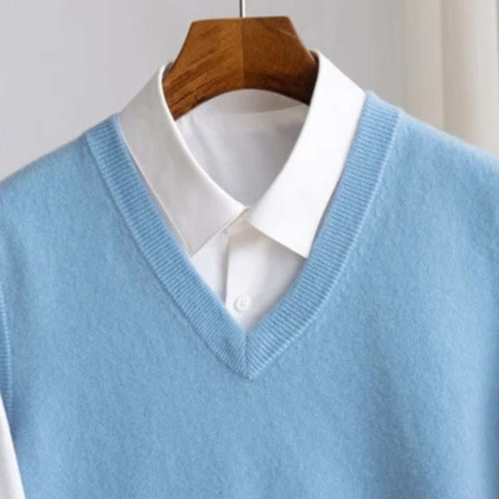 Men's Merino Wool V-Neck Sleeveless Sweater Vest