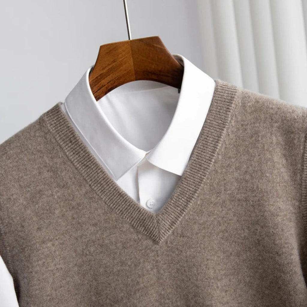 Men's Merino Wool V-Neck Sleeveless Sweater Vest