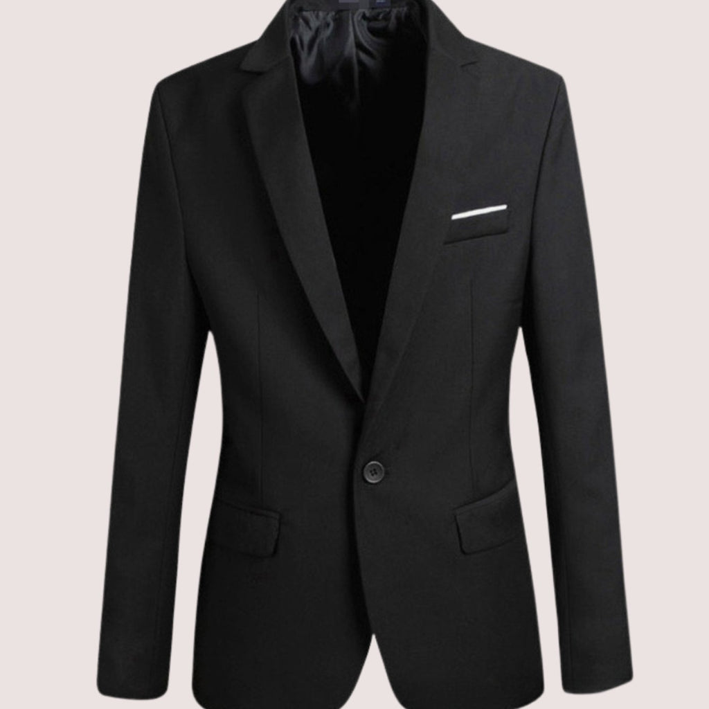 Men's Modern Fit Blazer Single-Button Notch Lapel Suit Jacket - Black