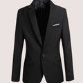 Men's Modern Fit Blazer Single-Button Notch Lapel Suit Jacket - Black