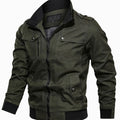 Men's Multi-Pocket Military-Style Zip-Up Bomber Jacket - Army Green