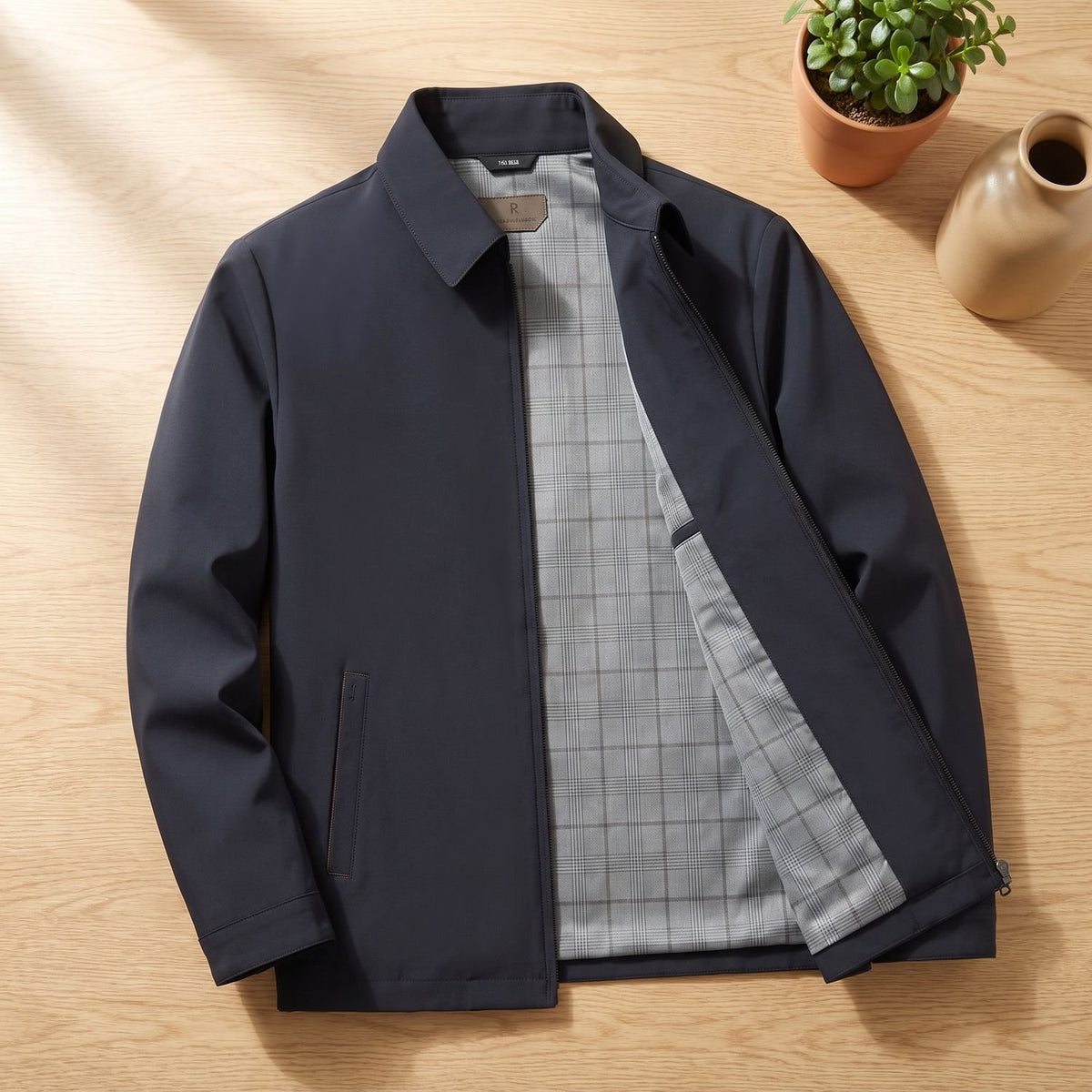 Men's Notch-Lapel Longline Tailored Zip-Up Jacket