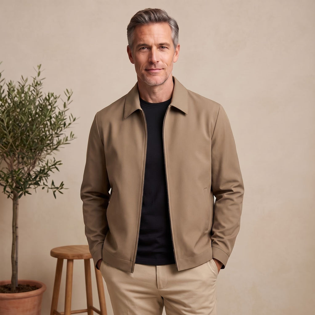 Men's Notch-Lapel Longline Tailored Zip-Up Jacket