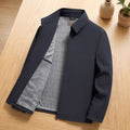 Men's Notch-Lapel Longline Tailored Zip-Up Jacket - Navy Blue