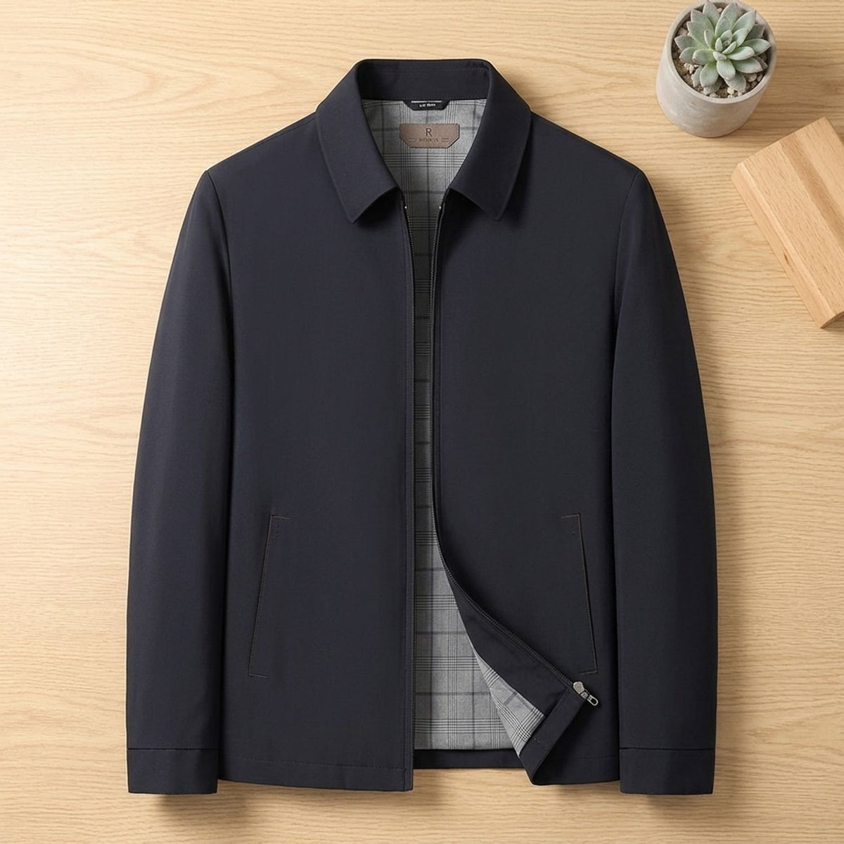 Men's Notch-Lapel Longline Tailored Zip-Up Jacket