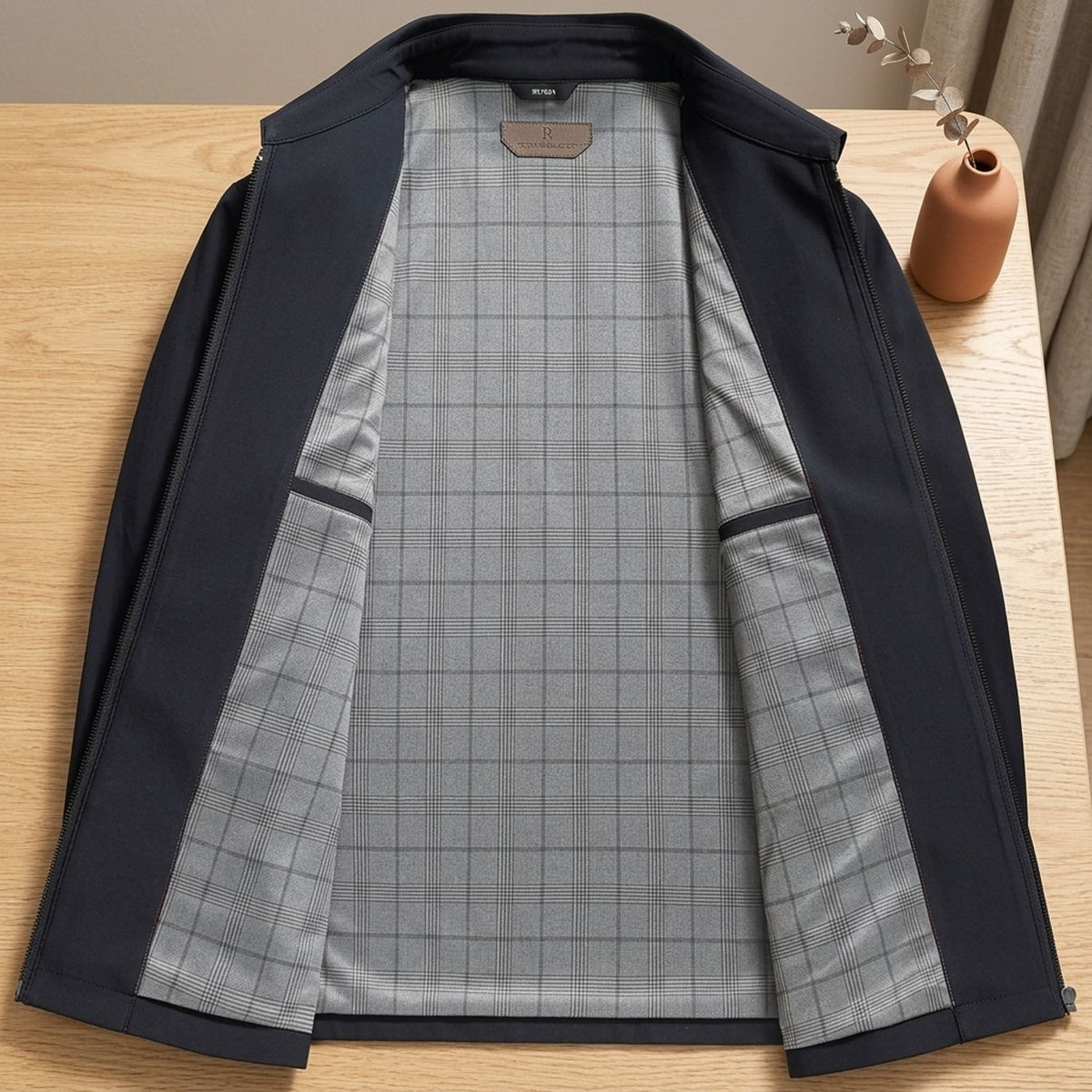 Men's Notch-Lapel Longline Tailored Zip-Up Jacket