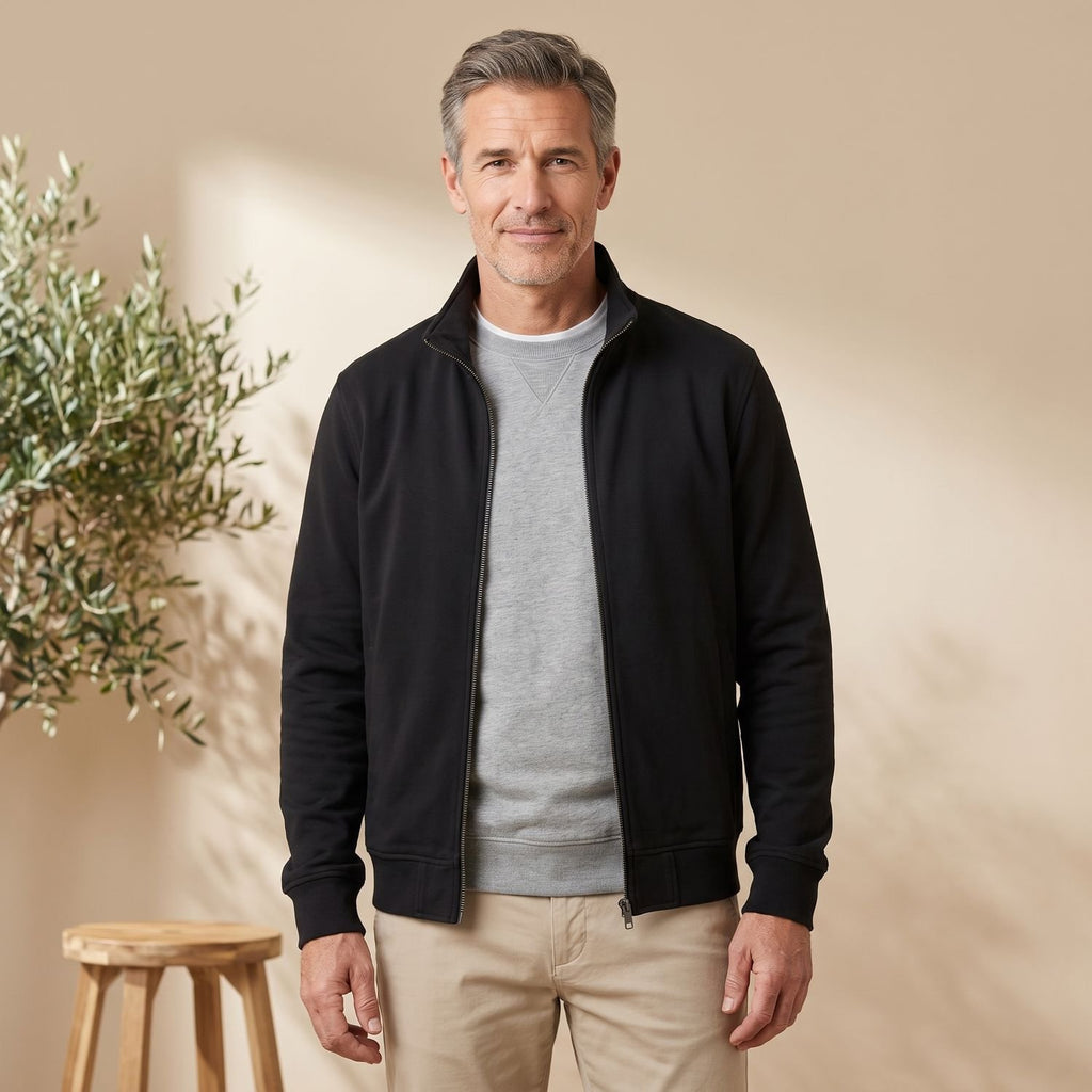 Men's Notch-Lapel Longline Tailored Zip-Up Jacket