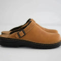 Men's Orthopedic Buckle Leather Slip on Clogs - Coffee