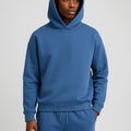 Men's Oversized Fleece Hoodie Jogger Tracksuit Set - Blue
