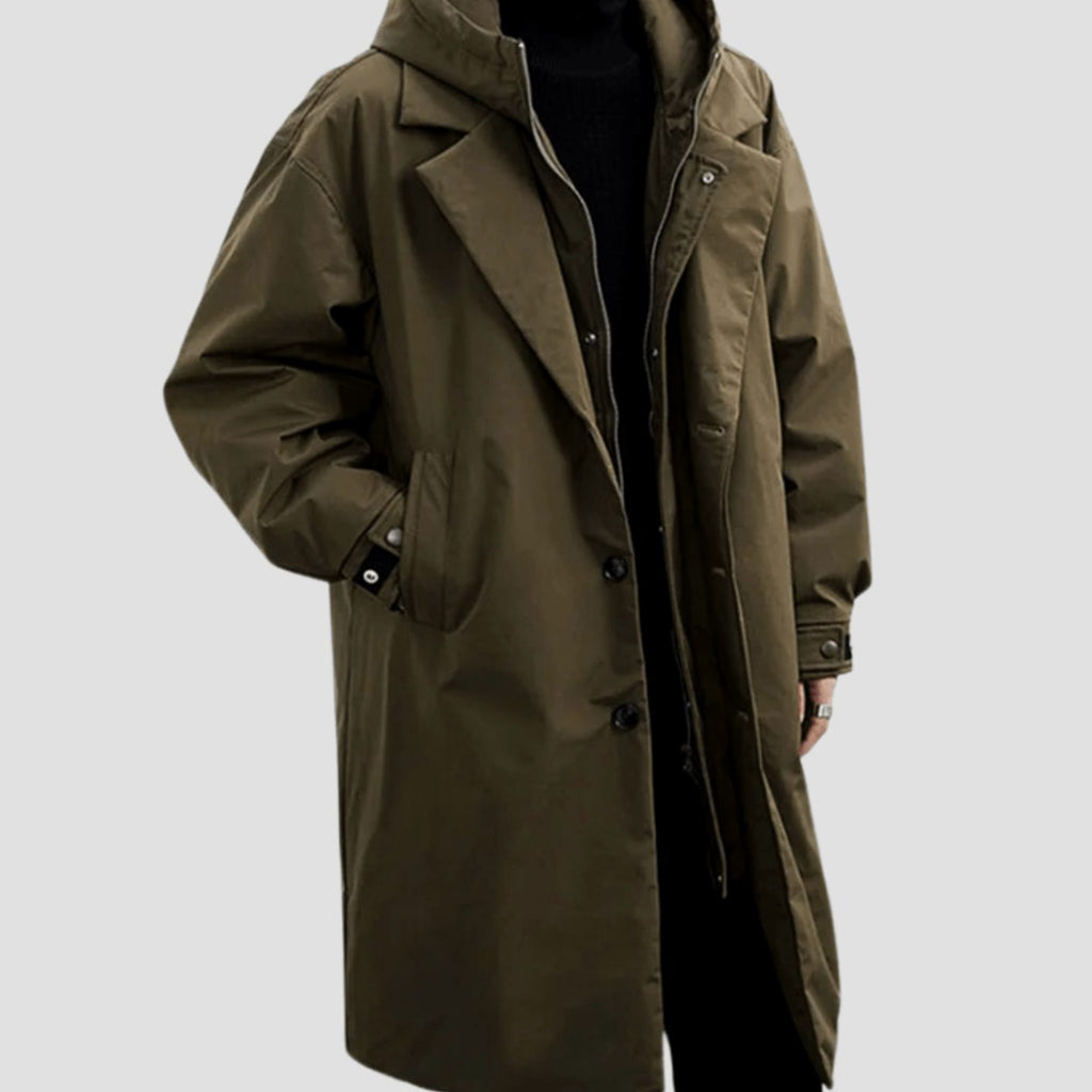 Men's Oversized Hooded Waterproof Long Rain Jacket - Green