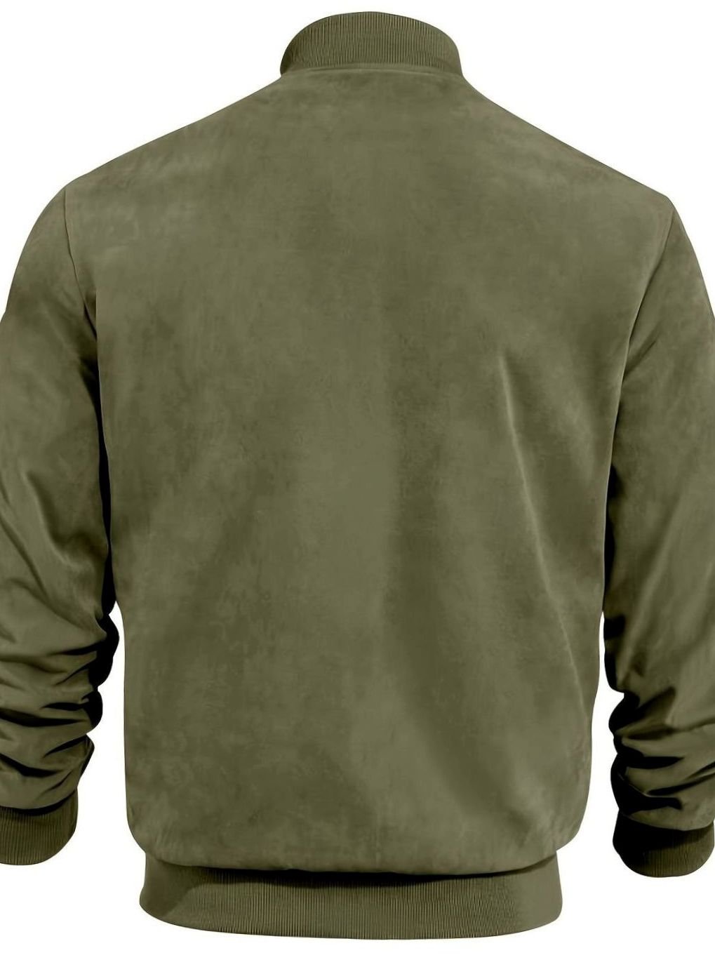 Men's Oversized Longline Suede-Feel Zip-Up Bomber Jacket