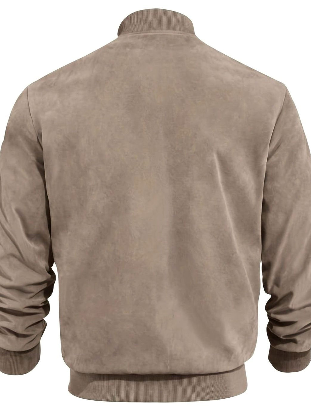 Men's Oversized Longline Suede-Feel Zip-Up Bomber Jacket