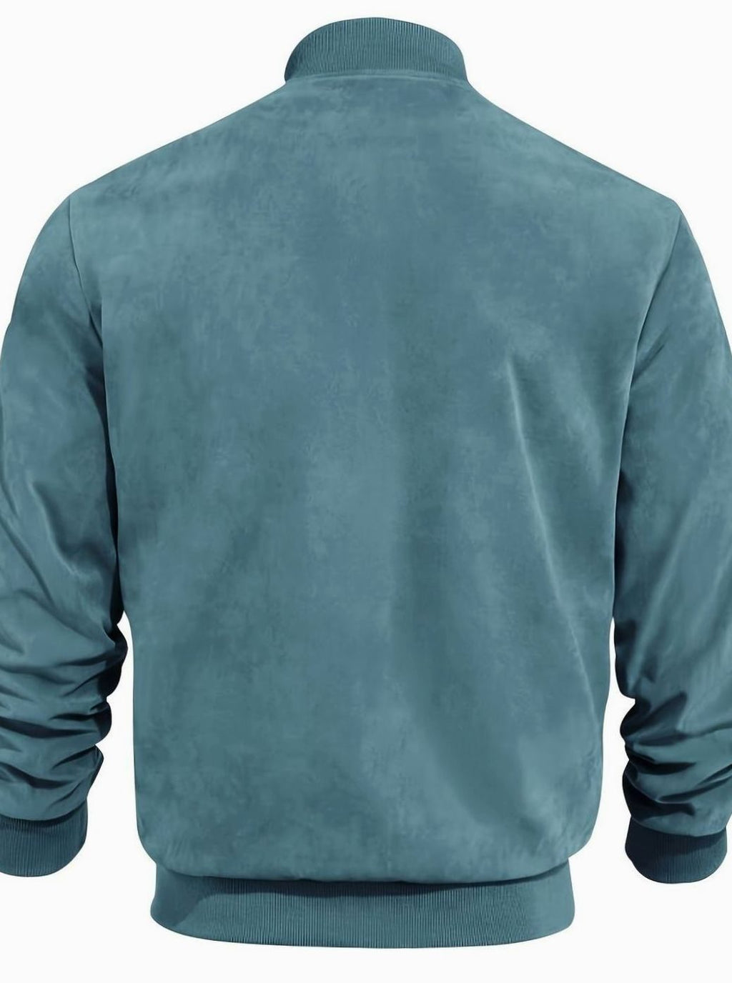 Men's Oversized Longline Suede-Feel Zip-Up Bomber Jacket