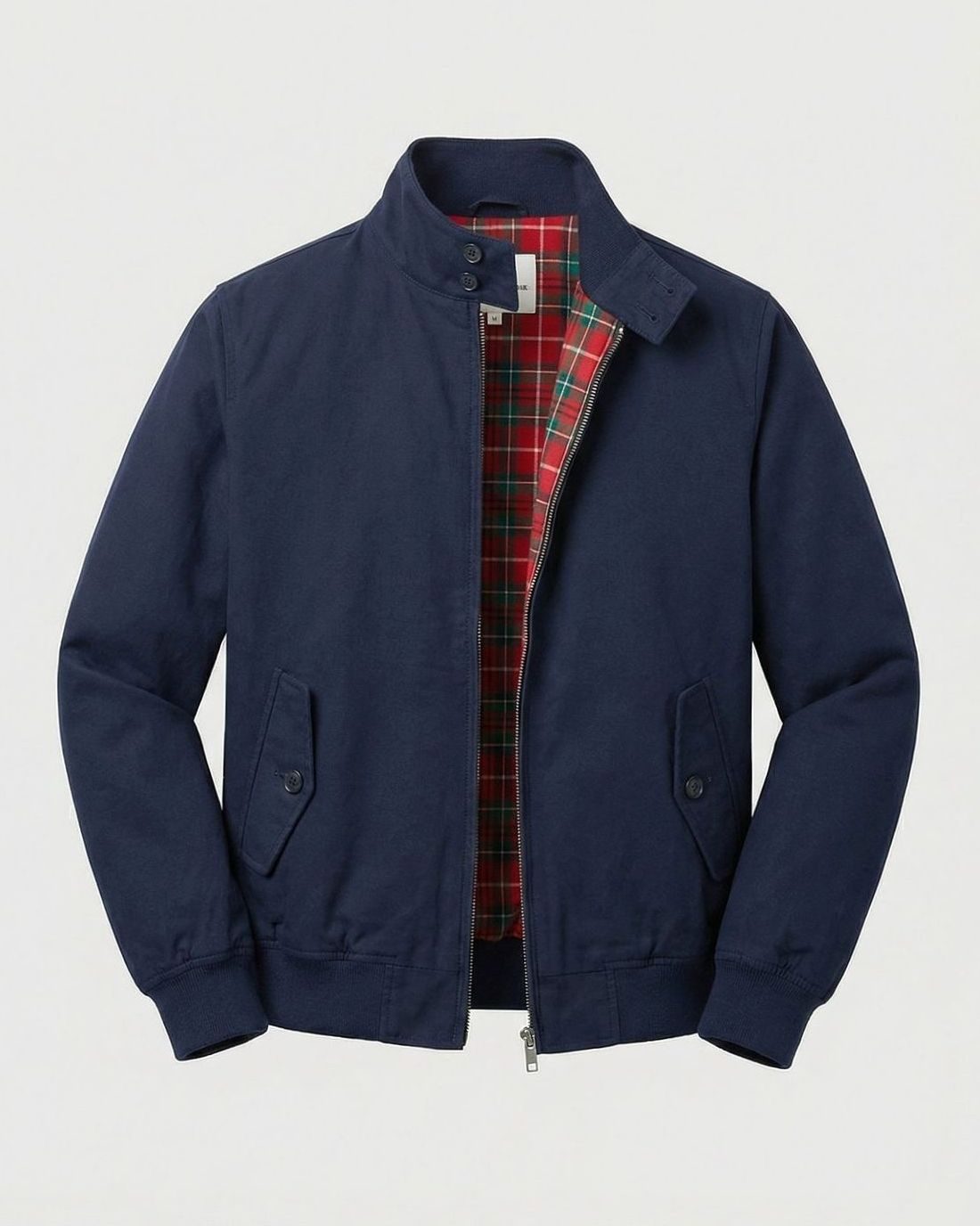 Men's Oversized Zip-Up Tartan-Lined Harrington Jacket