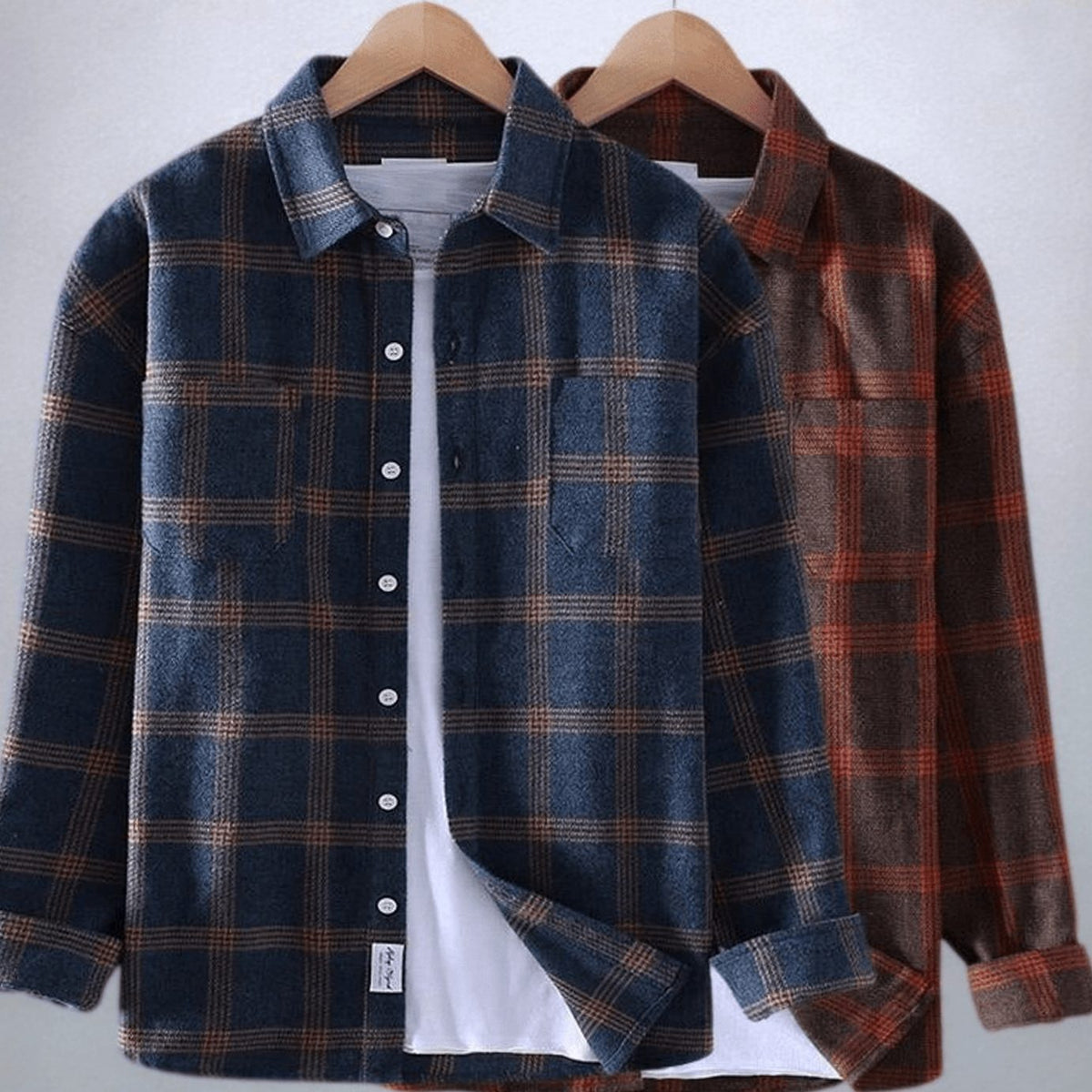 Men's Plaid Flannel Long-Sleeve Button-Down Shirt