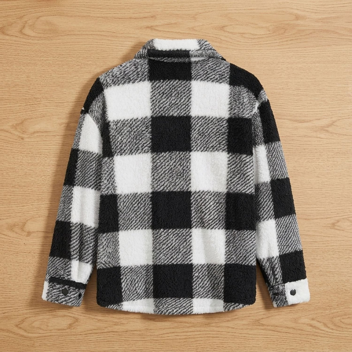 Men's Plaid Fleece Button-Front Longline Shacket Coat